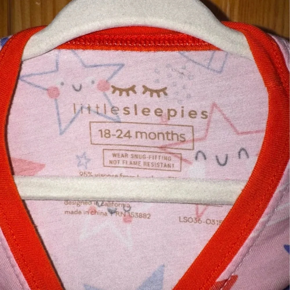 Little Sleepies Pink Star Print Pajama Set with Red & Blue Accents